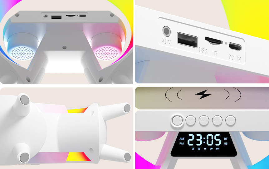 Colorful Clock With Light and Wireless Charger