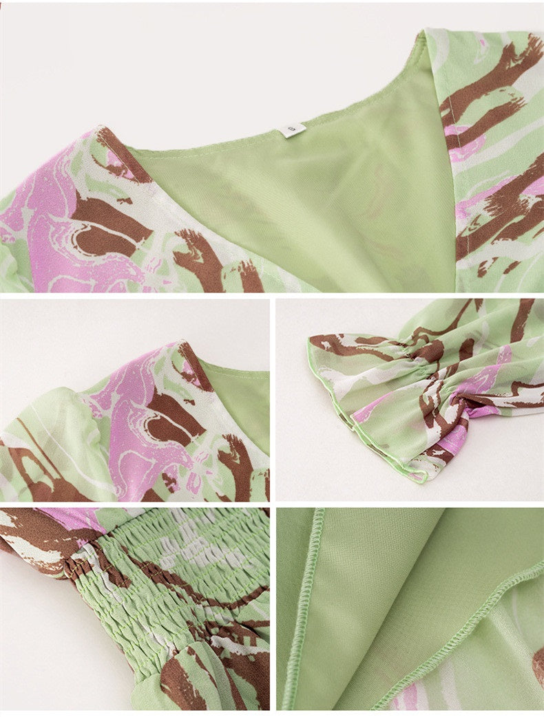 Women's Printing V-neck Dress