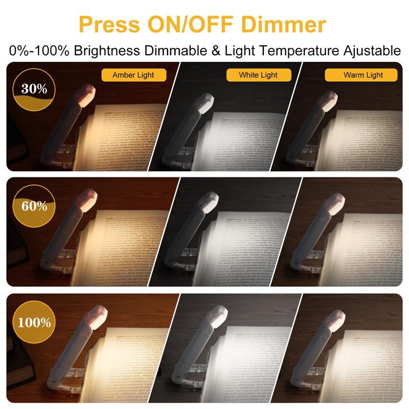 LED USB Rechargeable Book Reading Light Brightness Adjustable Eye Protection Clip Book Light Portable Bookmark Read Light - AFFORDABLE MARKET