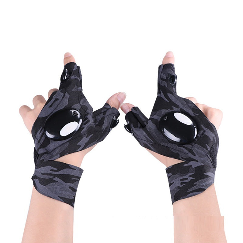 LED Outdoor Flashlight Fishing Half Finger Gloves Sports Lighting Fishing Gloves Lighted Gloves - AFFORDABLE MARKET