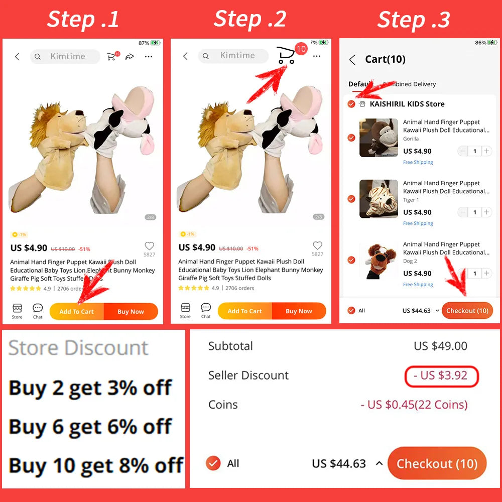 Animal Hand Finger Doll