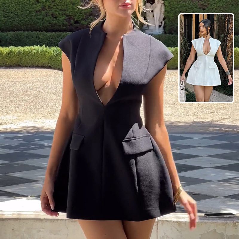 Sexy Deep V-neck A-line Short Dress