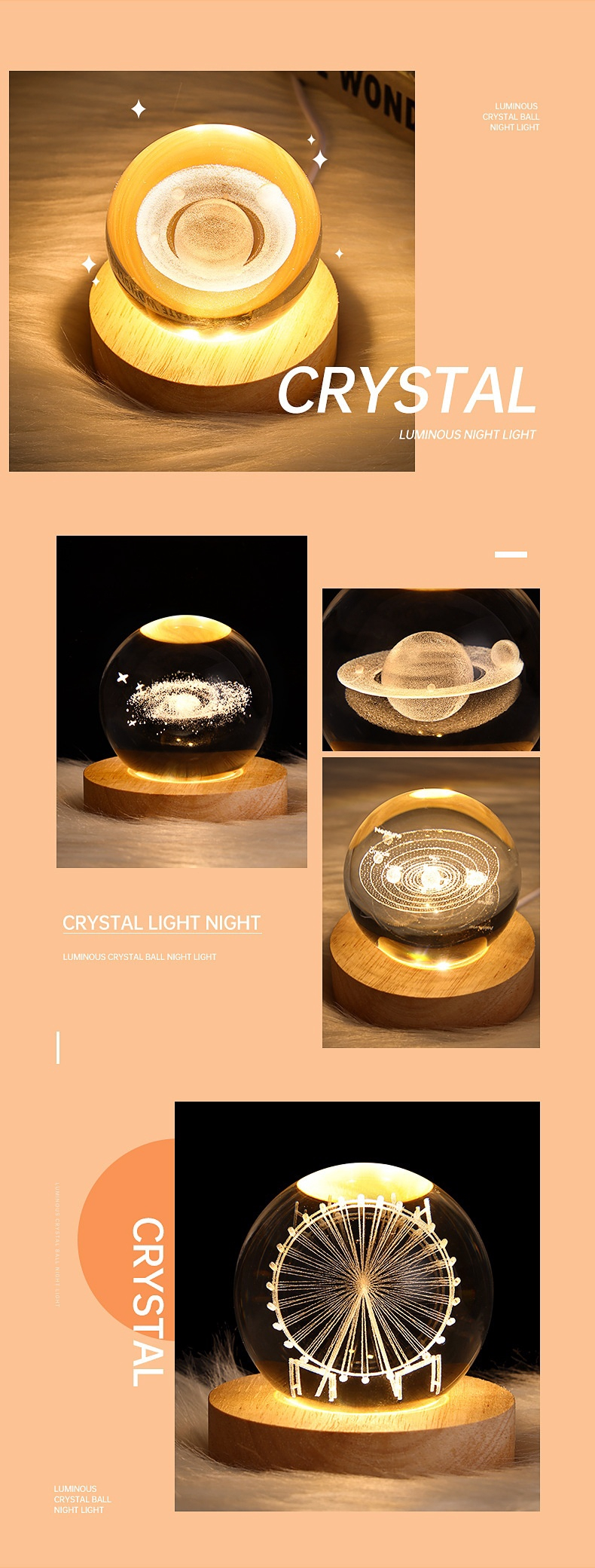 Luminous Crystal Ball Projection Ambience Light