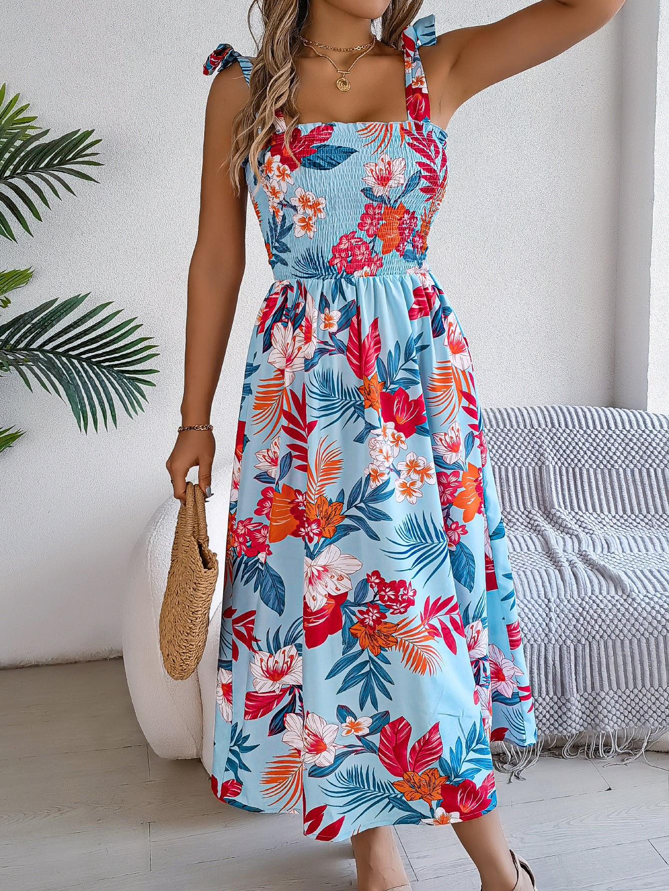 Summer Women's Flowers Long Dress