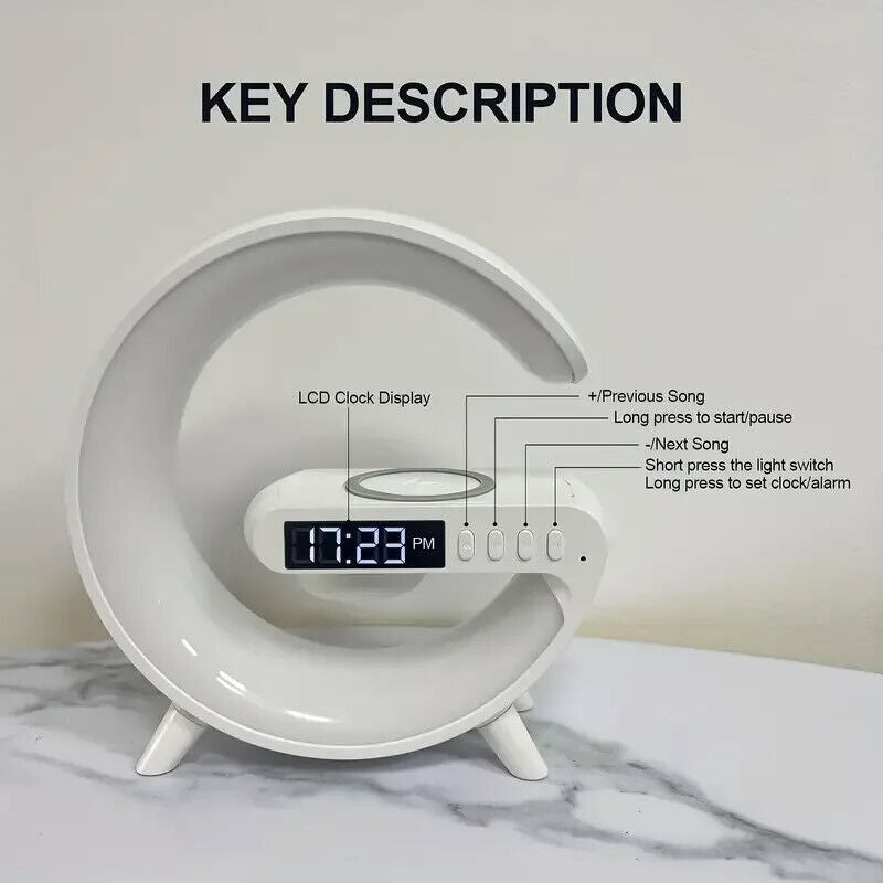 Smart Colorful Bedside Clock With Light and Wireless Charger