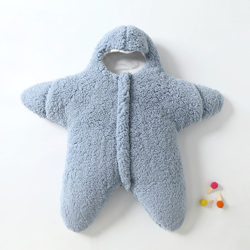 Baby Starfish Lamb Velvet Sleeping Bag Comfortable Newborn Baby Male And Female Baby Outing Winter Quilt Plus Cotton Thickening - AFFORDABLE MARKET