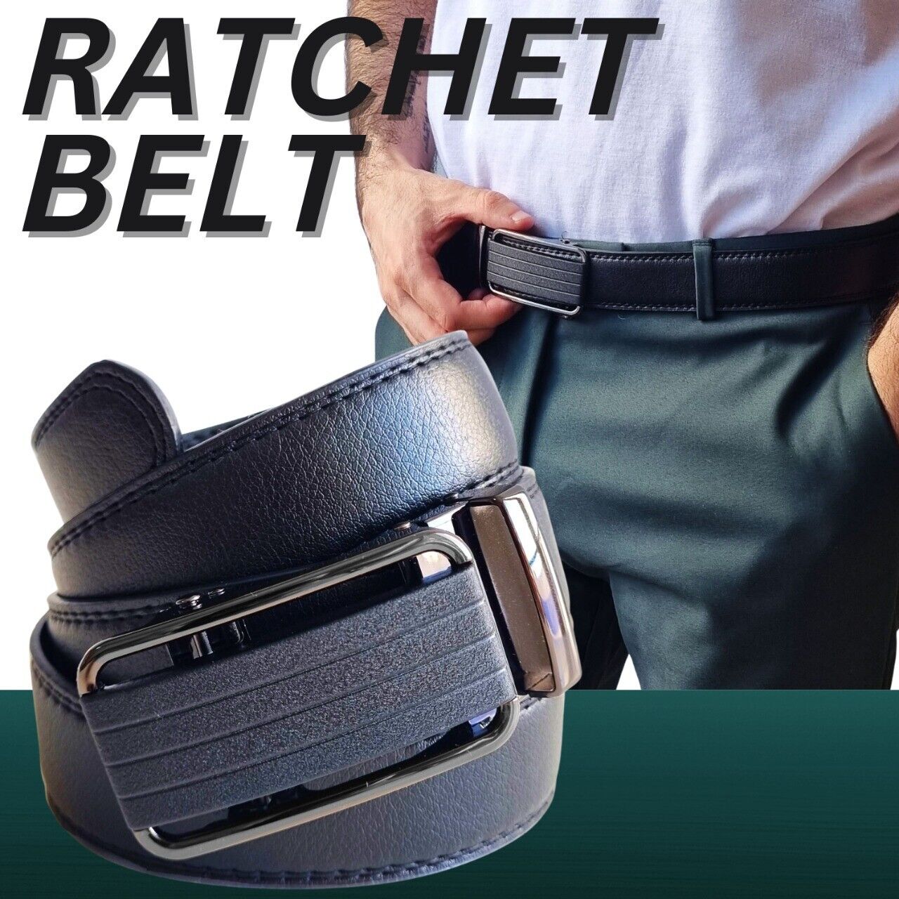 Men's Ratchet Belt Leather Mens Belt With Slide Buckle Ratchet Belts For Men USA - AFFORDABLE MARKET