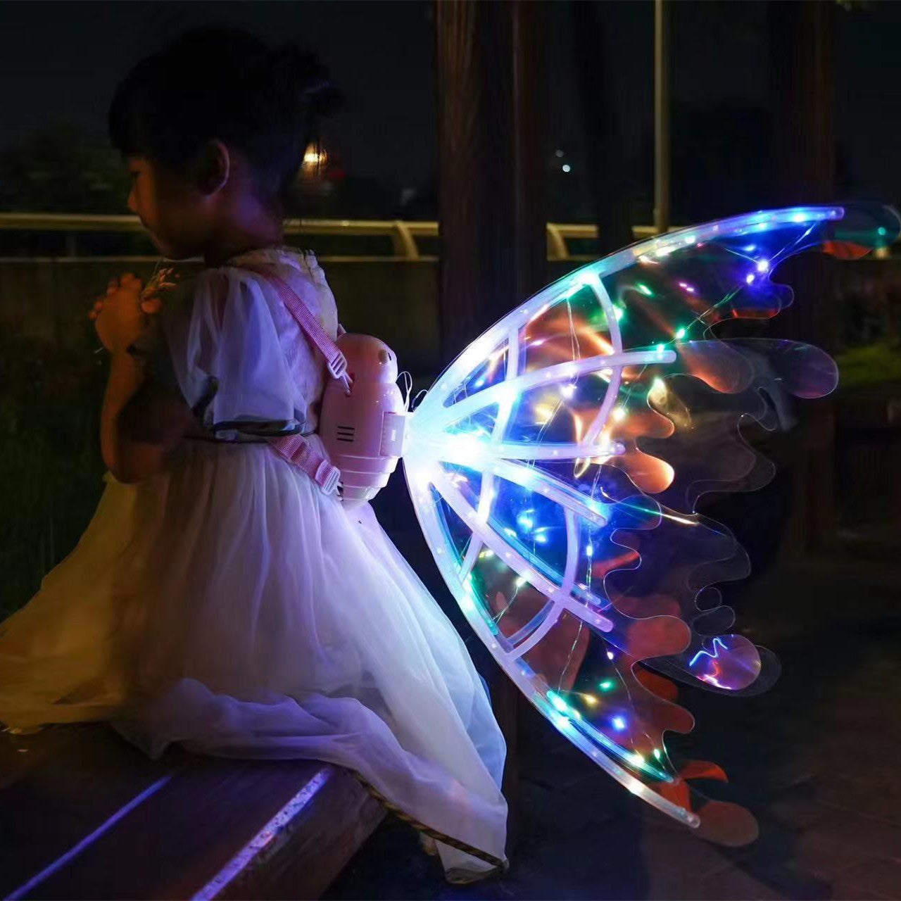 Girls Electrical Butterfly Wings With Lights Glowing Shiny Dress Up Moving Fairy Wings For Birthday Wedding Christmas Halloween - AFFORDABLE MARKET