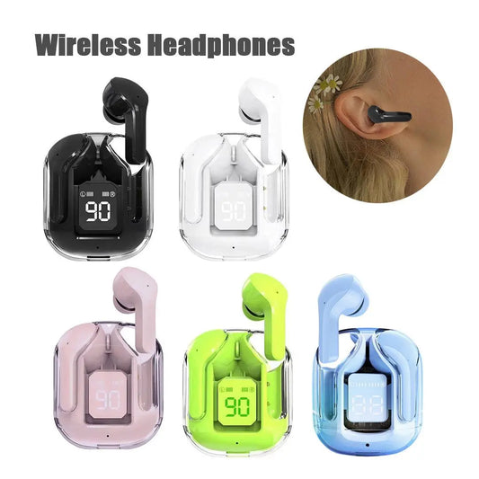 New Mini Transparent Wireless Bluetooth Headset Digital Display ENC Noise Reduction True Wireless Sports Music - AFFORDABLE MARKET