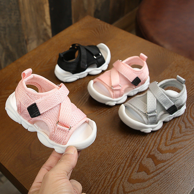 Girls' Solid Color Velcro Korean Style Sandals - AFFORDABLE MARKET