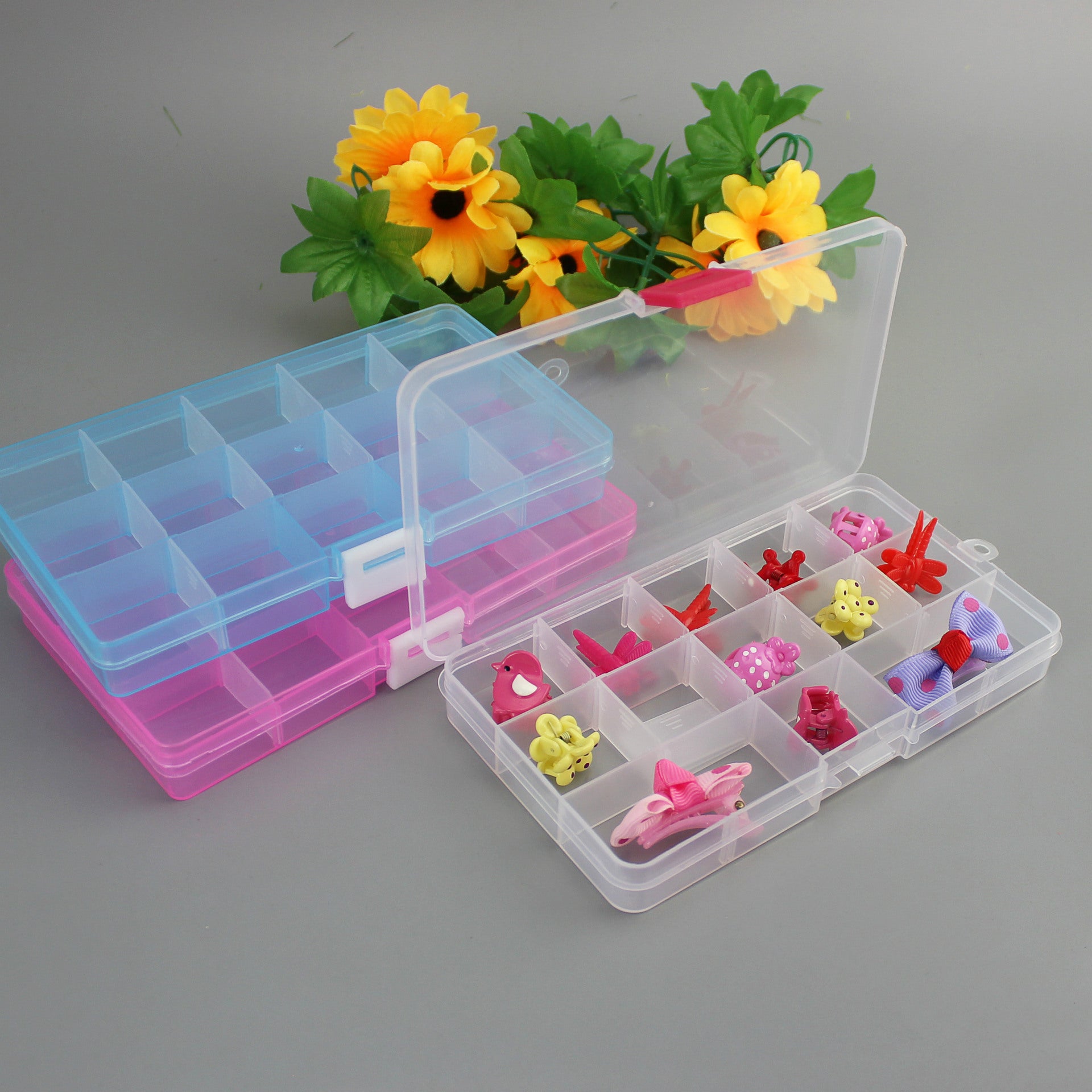 Plastic 15 compartment transparent storage box - AFFORDABLE MARKET