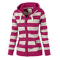 Hooded large size long sleeve striped sweater - AFFORDABLE MARKET