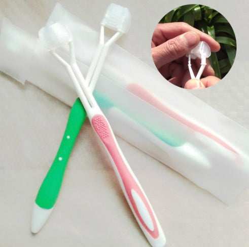 Three-Headed and Three-Sided Toothbrush