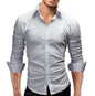 Men's Slim-fit Long-sleeved Solid Color Simple Formal Shirt - AFFORDABLE MARKET