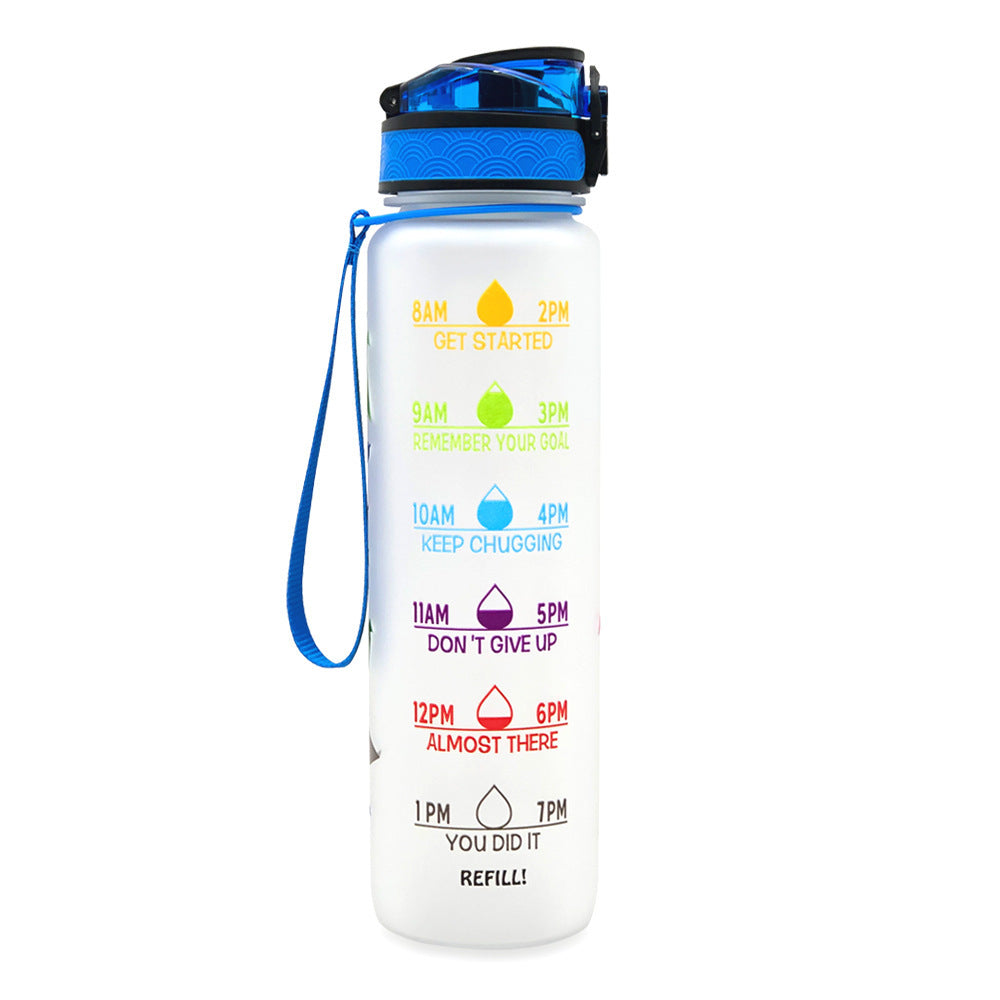 Tritan Water Bottle With Time Marker and Leakproof Cup