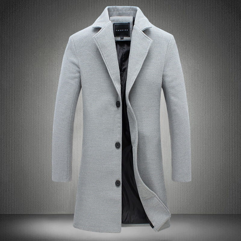 Autumn And Winter New Mens Solid Color Casual Business Woolen Coats - AFFORDABLE MARKET