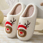 Christmas Home Slippers Cute Cartoon Santa Claus Cotton Slippers For Women And Men Couples Winter Warm Furry Shoes - AFFORDABLE MARKET