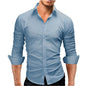 Men's Slim-fit Long-sleeved Solid Color Simple Formal Shirt - AFFORDABLE MARKET