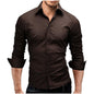 Men's Slim-fit Long-sleeved Solid Color Simple Formal Shirt - AFFORDABLE MARKET