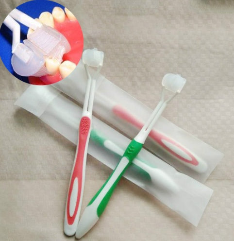 Three-Headed and Three-Sided Toothbrush