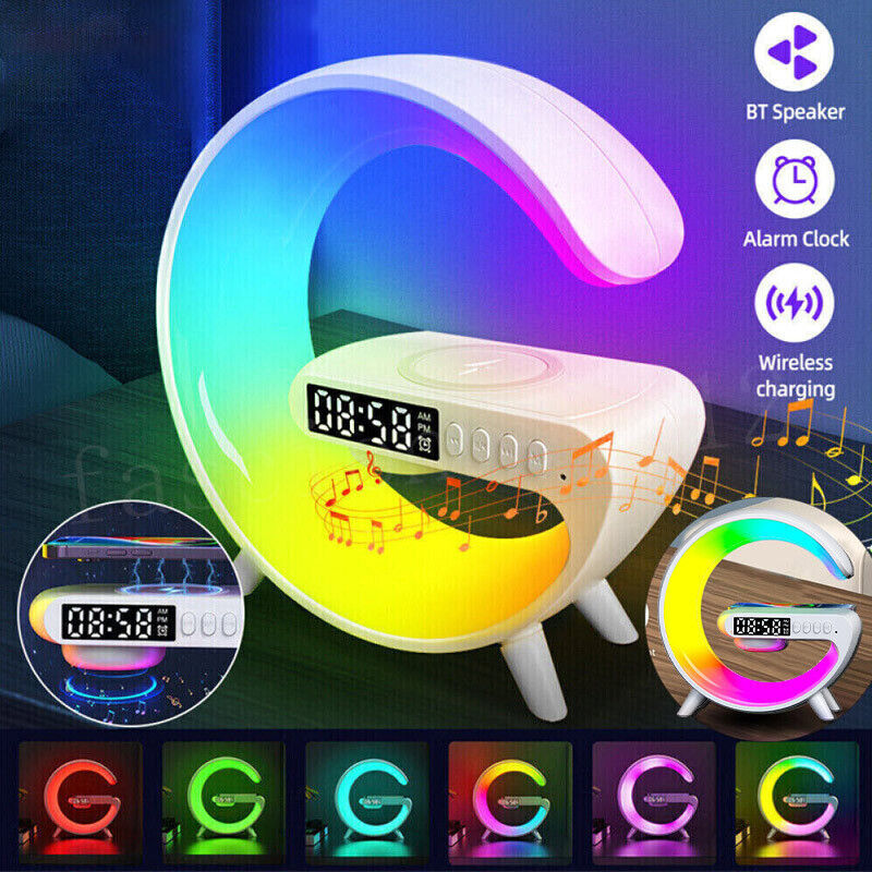 Smart Colorful Bedside Clock With Light and Wireless Charger