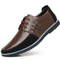Men's Leather Shoes Korean Casual Leather Shoes First Layer Cowhide Three-color Lace Round Head Hollow Dress Youth Shoes - AFFORDABLE MARKET