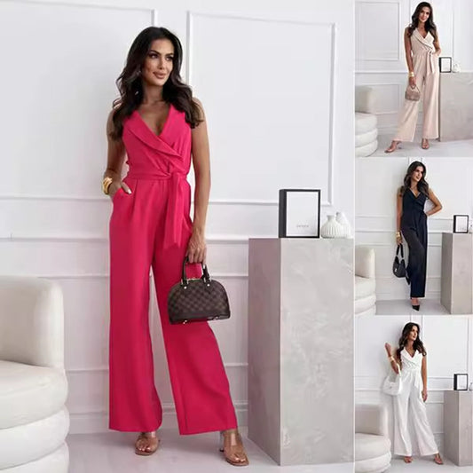 Summer V-neck Sleeveless Women's Jumpsuit