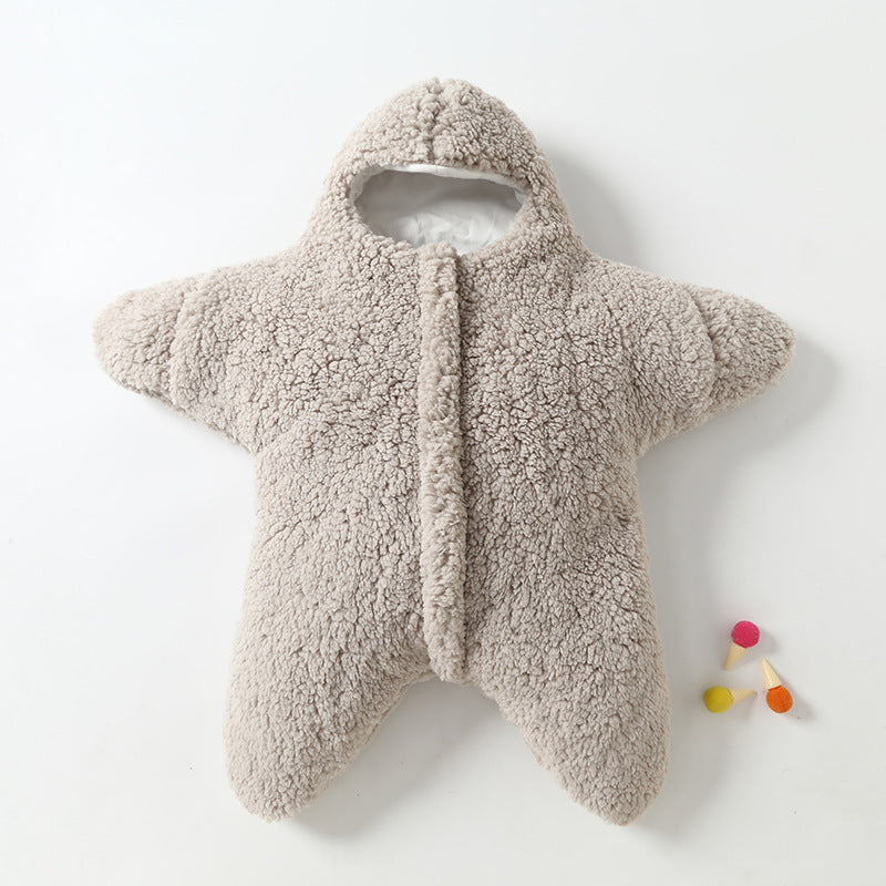 Baby Starfish Lamb Velvet Sleeping Bag Comfortable Newborn Baby Male And Female Baby Outing Winter Quilt Plus Cotton Thickening - AFFORDABLE MARKET