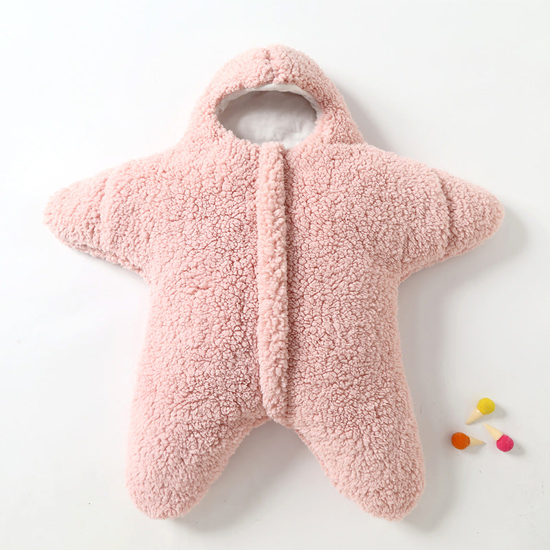 Baby Starfish Lamb Velvet Sleeping Bag Comfortable Newborn Baby Male And Female Baby Outing Winter Quilt Plus Cotton Thickening - AFFORDABLE MARKET