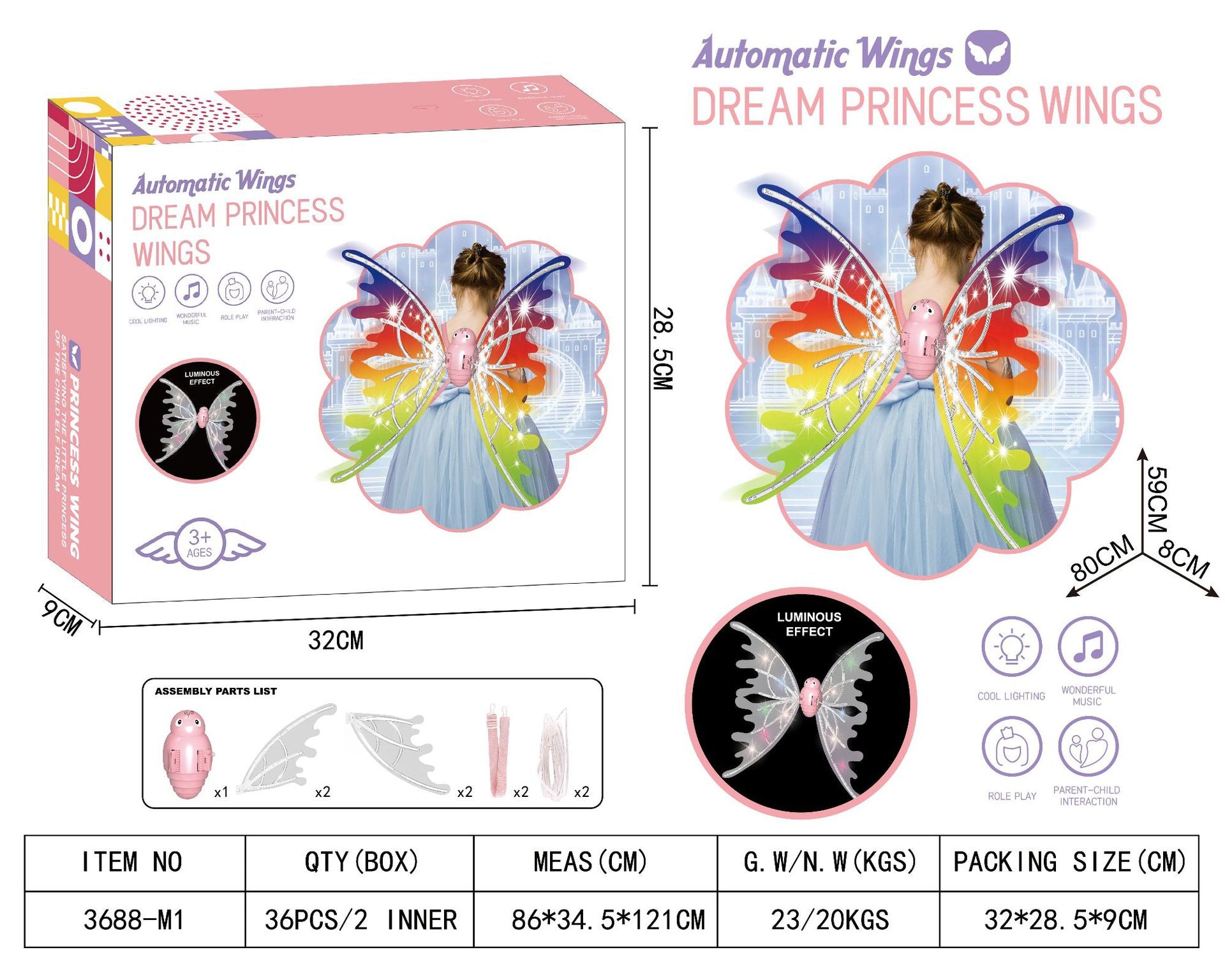 Girls Electrical Butterfly Wings With Lights Glowing Shiny Dress Up Moving Fairy Wings For Birthday Wedding Christmas Halloween - AFFORDABLE MARKET