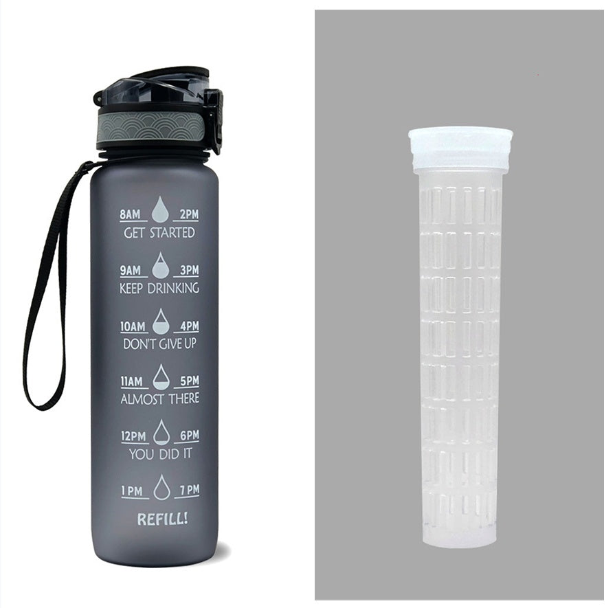 Tritan Water Bottle With Time Marker and Leakproof Cup