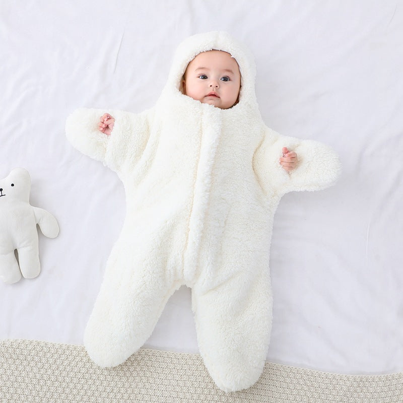 Baby Starfish Lamb Velvet Sleeping Bag Comfortable Newborn Baby Male And Female Baby Outing Winter Quilt Plus Cotton Thickening - AFFORDABLE MARKET