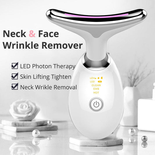 EMS Thermal Neck Lifting And Tighten Massager Electric Microcurrent Wrinkle Remover LED Photon Face Beauty Device For Woman - AFFORDABLE MARKET