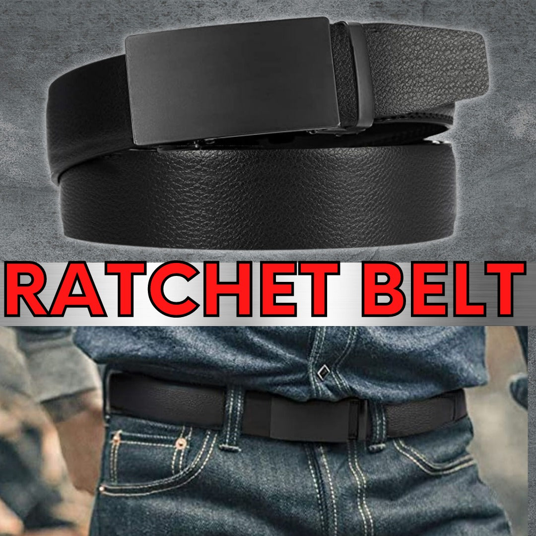 Microfiber Leather Mens Ratchet Belt Belts For Men Adjustable Automatic Buckle Black - AFFORDABLE MARKET