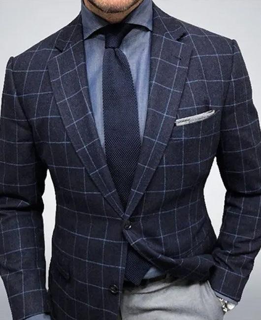 Men's Single-row Two-button Plaid Blazer - AFFORDABLE MARKET