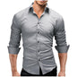 Men's Slim-fit Long-sleeved Solid Color Simple Formal Shirt - AFFORDABLE MARKET