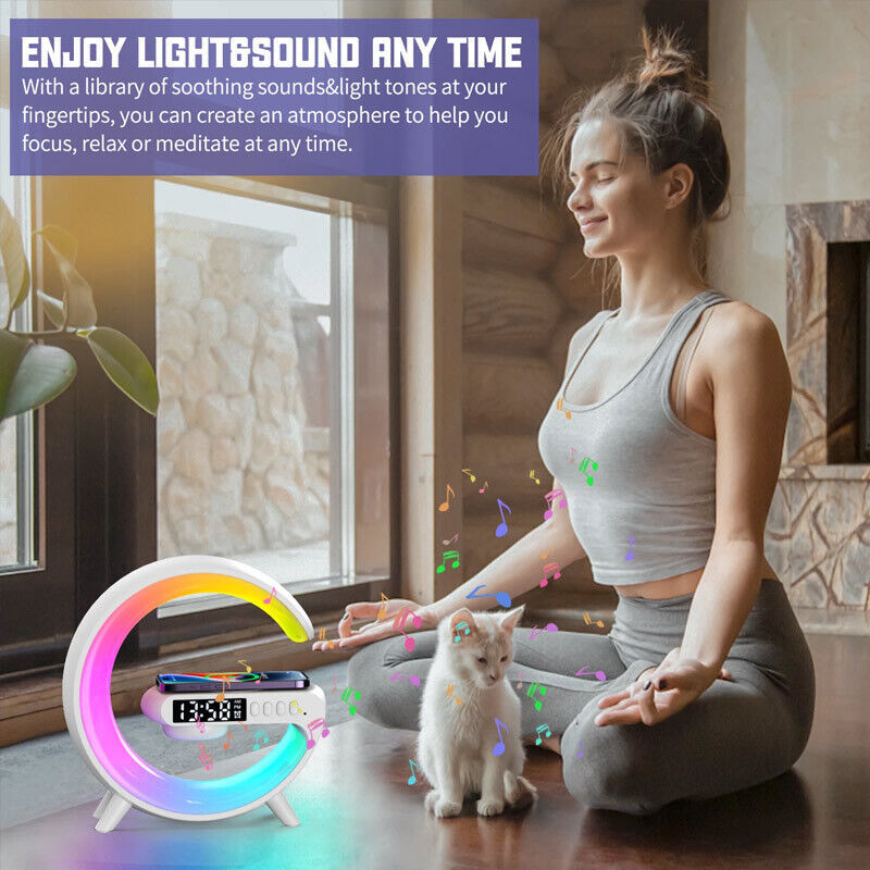 Smart Colorful Bedside Clock With Light and Wireless Charger