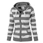 Hooded large size long sleeve striped sweater - AFFORDABLE MARKET