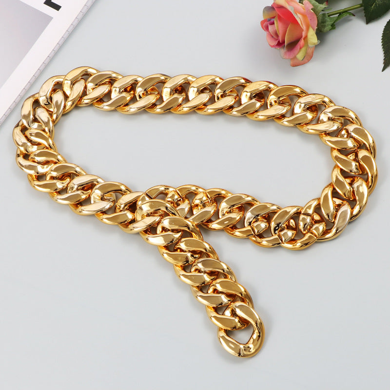 Ins Street Personality Metal Gold Thick Chain Wide Waist Chain Decoration - AFFORDABLE MARKET