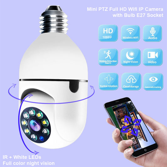 WiFi CAMERA 1080P Bulb 4X Zoom Camera E27 Home 5GWiFi Alarm Monitor - AFFORDABLE MARKET