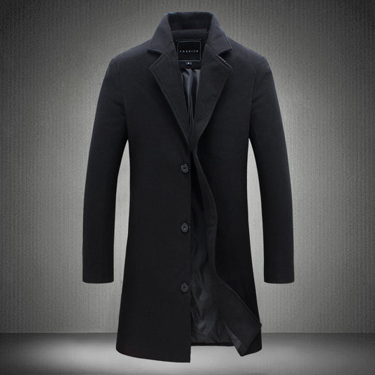 Autumn And Winter New Mens Solid Color Casual Business Woolen Coats - AFFORDABLE MARKET