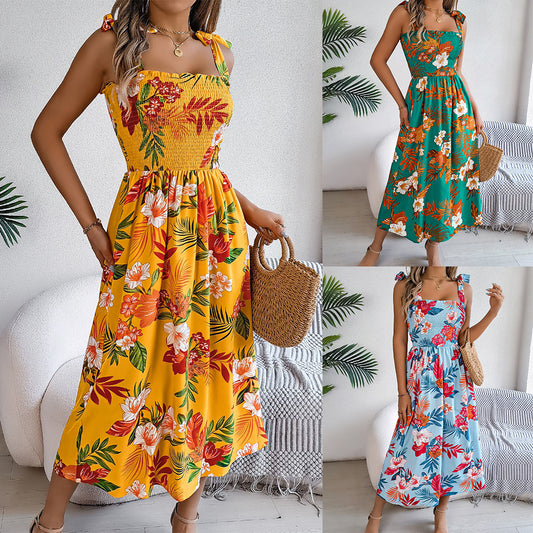 Summer Women's Flowers Long Dress