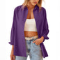 Women's Shirt Jacket Long Sleeve Blouse Button Down Tops Candy Color Shirt - AFFORDABLE MARKET