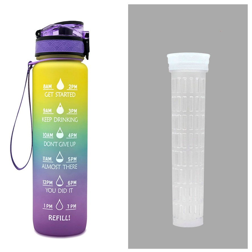 Tritan Water Bottle With Time Marker and Leakproof Cup