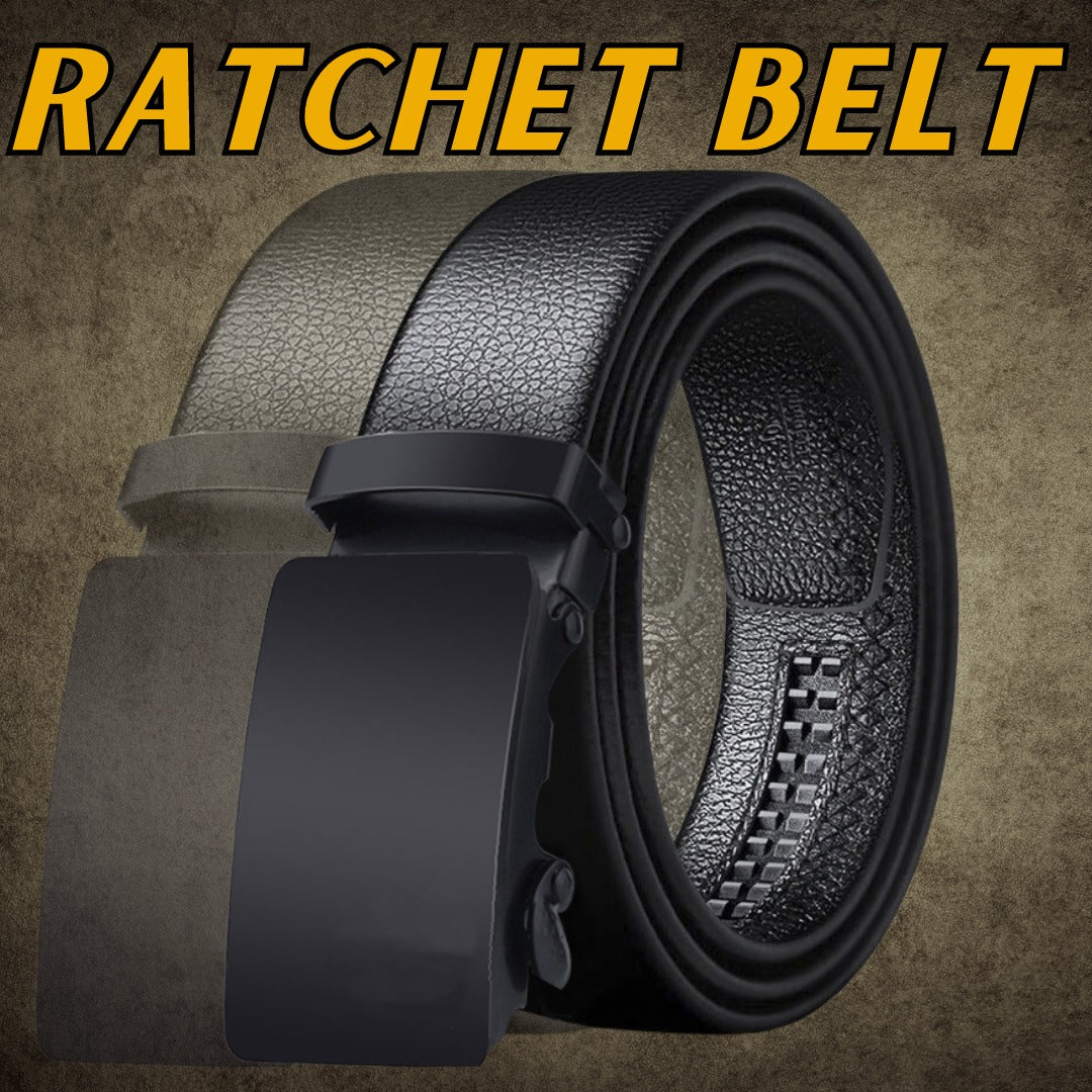 Microfiber Leather Mens Ratchet Belt Belts For Men Adjustable Automatic Buckle Black - AFFORDABLE MARKET