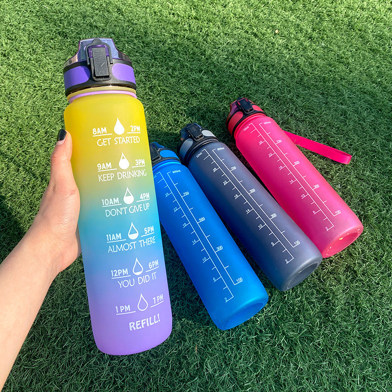 Tritan Water Bottle With Time Marker and Leakproof Cup