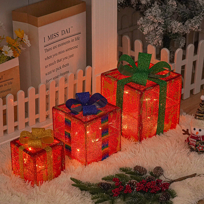 Christmas Lights Gift Box Three-piece Party Decoration Ornaments - AFFORDABLE MARKET