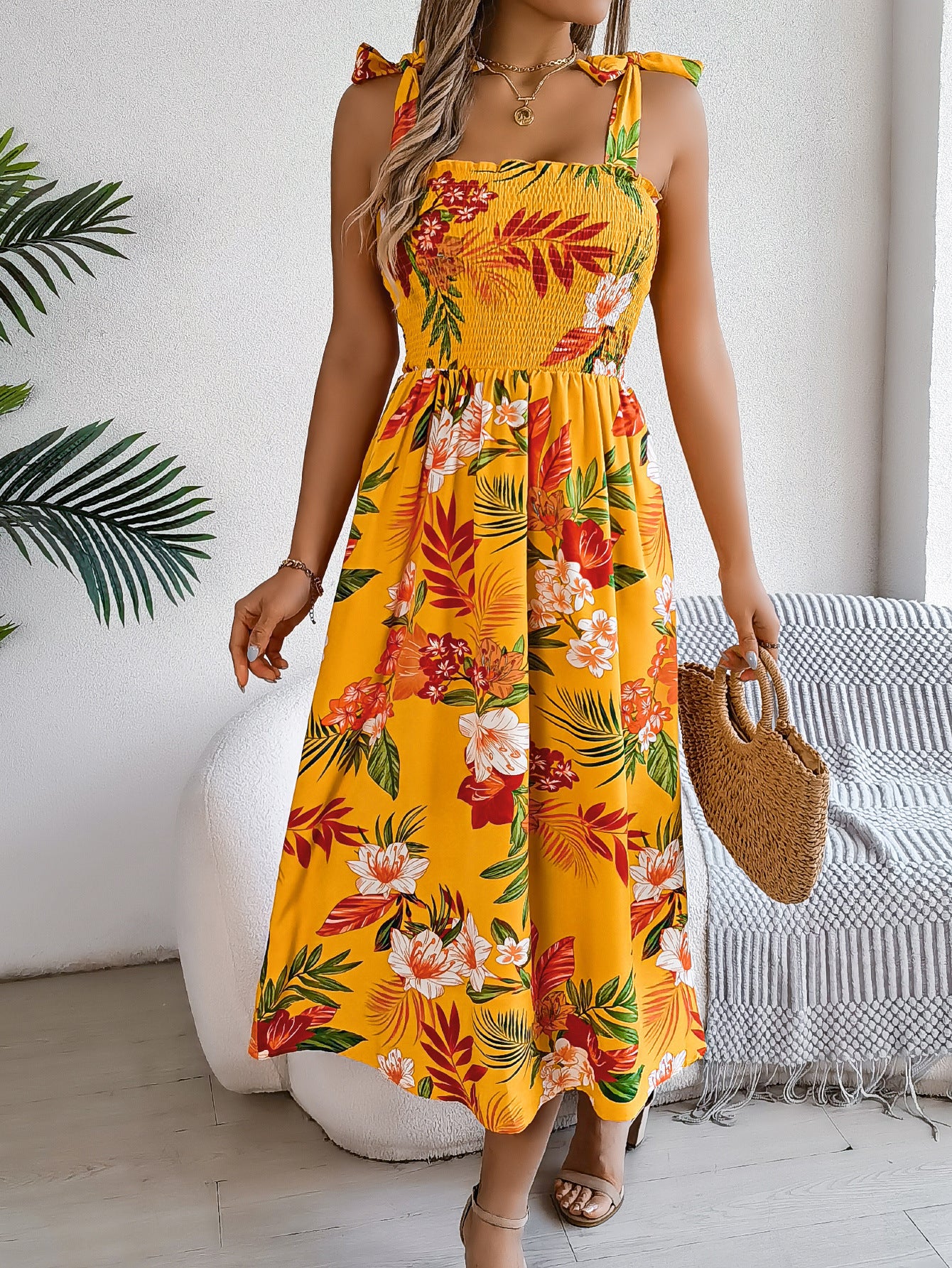 Summer Women's Flowers Long Dress