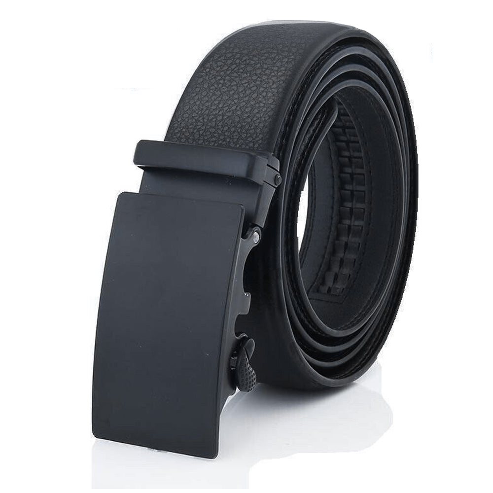 Microfiber Leather Mens Ratchet Belt Belts For Men Adjustable Automatic Buckle Black - AFFORDABLE MARKET