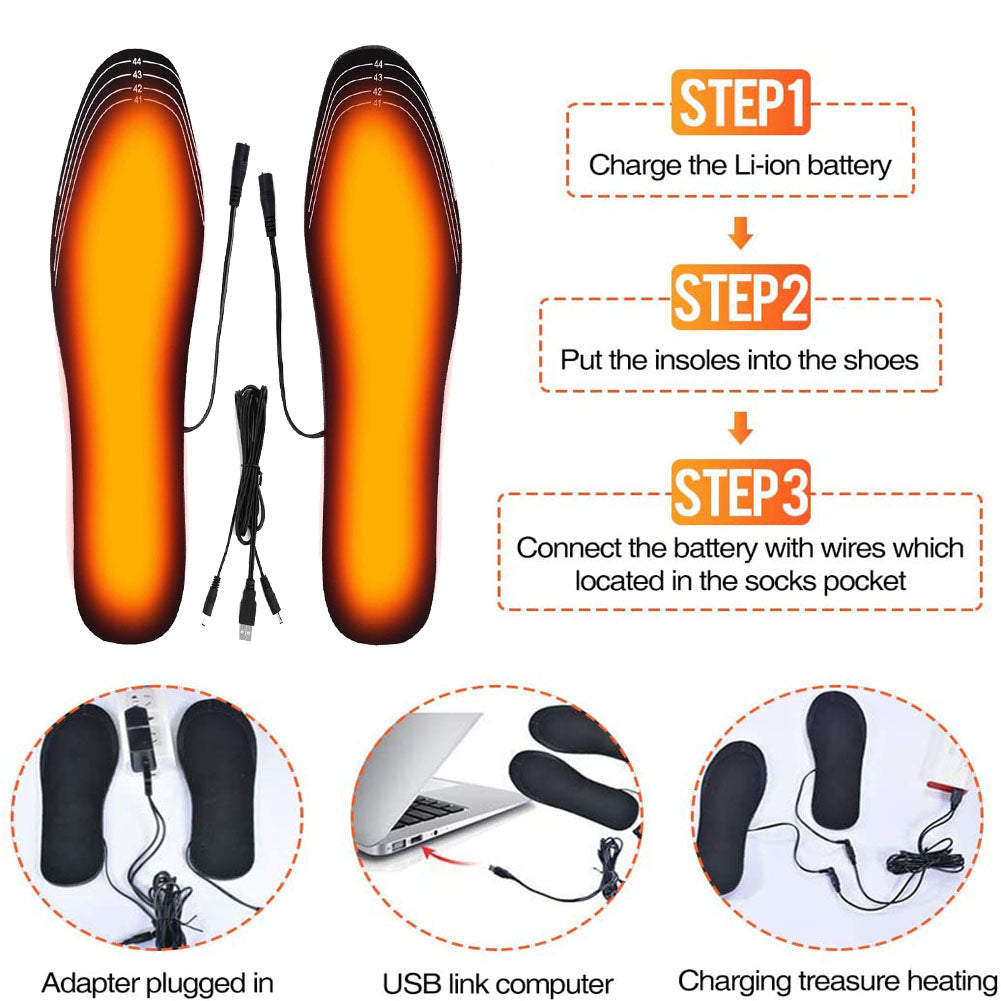 USB Heated Shoes Insoles Can Be Cut Winter Warm Heating Insoles Pad Feet For Boots Sneaker Shoes - AFFORDABLE MARKET